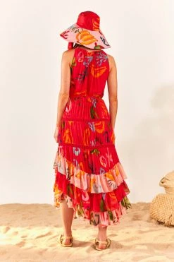 FARM RIO New In Red Mixed Fruits Ocean Maxi Dress 9 FARM RIO New In Red Mixed Fruits Ocean Maxi Dress