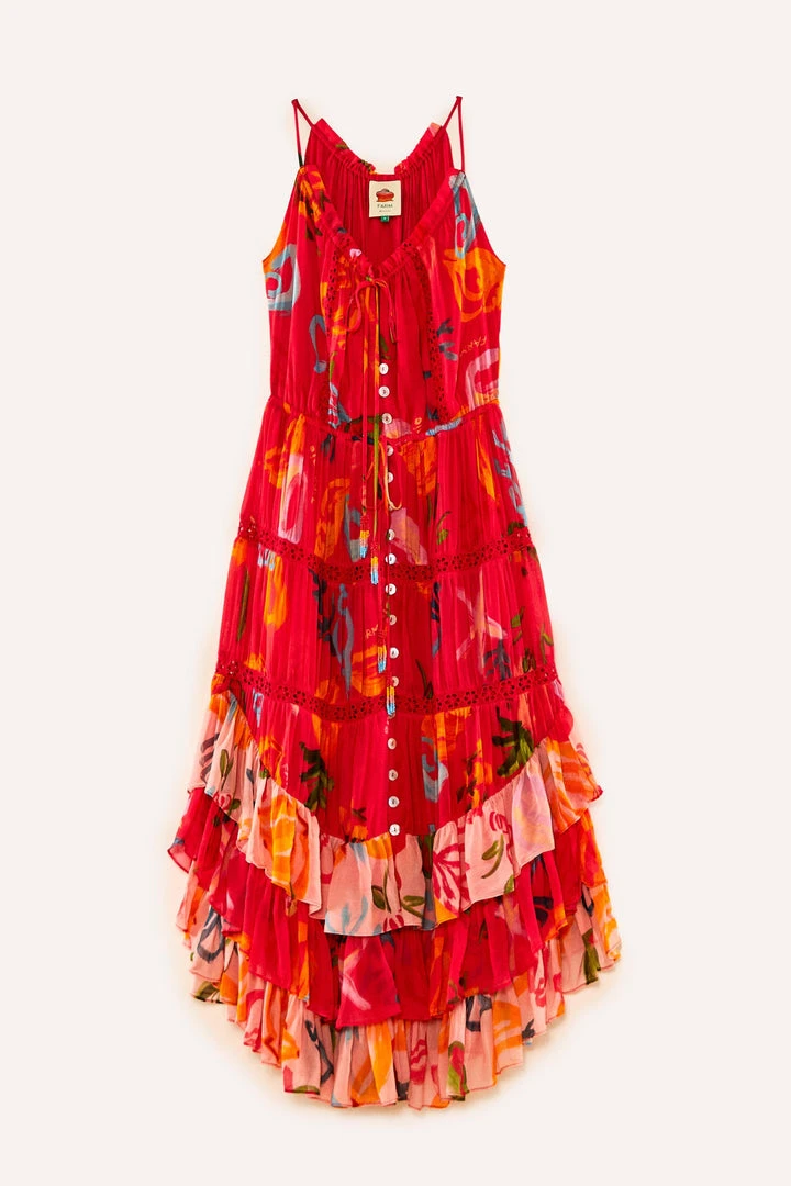FARM RIO New In Red Mixed Fruits Ocean Maxi Dress 7 FARM RIO New In Red Mixed Fruits Ocean Maxi Dress
