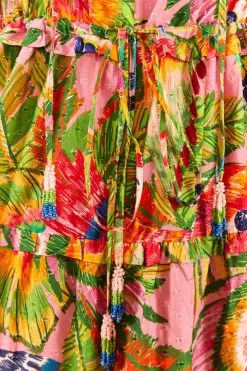 FARM RIO Macaw Leaves Flutter Sleeve Maxi Dress New In 11 FARM RIO Macaw Leaves Flutter Sleeve Maxi Dress New In