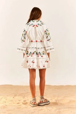 FARM RIO Pitanga Embroidered Belted Mini Dress