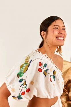 FARM RIO Pitanga Embroidered One-Shoulder Maxi Dress 9 FARM RIO Pitanga Embroidered One-Shoulder Maxi Dress