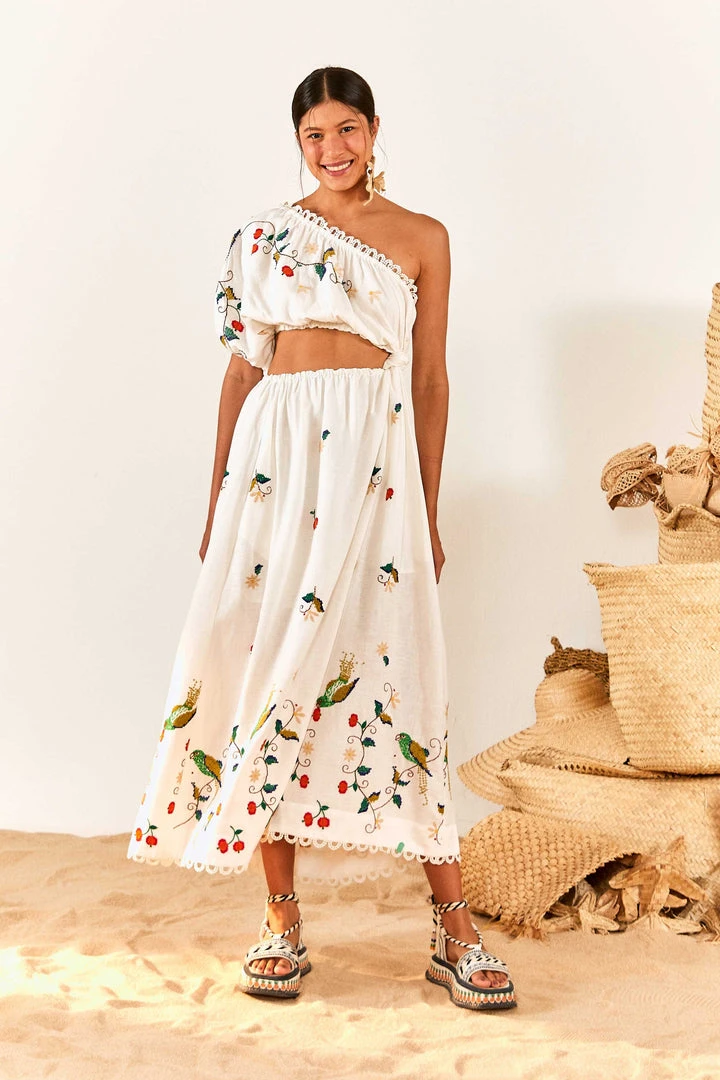 FARM RIO Pitanga Embroidered One-Shoulder Maxi Dress 4 FARM RIO Pitanga Embroidered One-Shoulder Maxi Dress