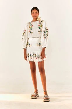 FARM RIO New In Pitanga Embroidered Mini Skirt