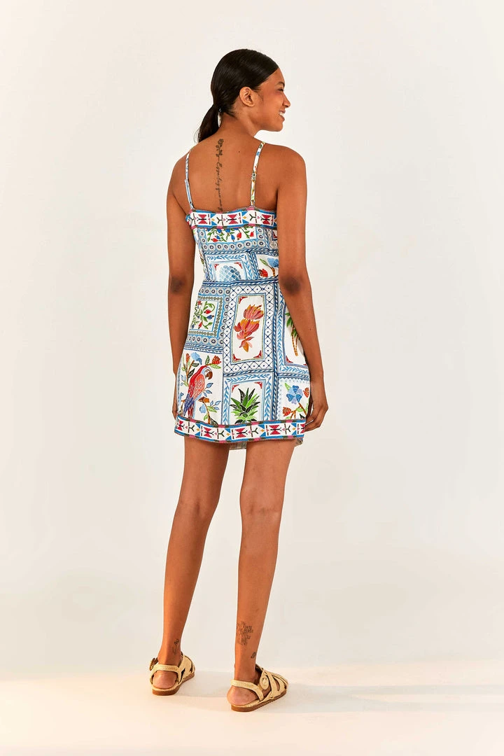 FARM RIO Tropical Tiles Embroidered Mini Dress New In 2 FARM RIO Tropical Tiles Embroidered Mini Dress New In