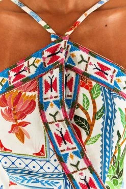 FARM RIO Tropical Tiles Embroidered Mini Dress New In 9 FARM RIO Tropical Tiles Embroidered Mini Dress New In