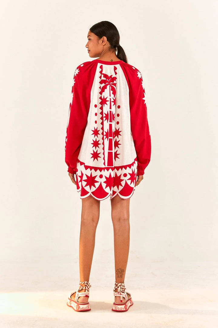 FARM RIO Red Tropical Cutwork Mini Dress 2 FARM RIO Red Tropical Cutwork Mini Dress