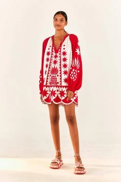 FARM RIO Red Tropical Cutwork Mini Dress 9 FARM RIO Red Tropical Cutwork Mini Dress