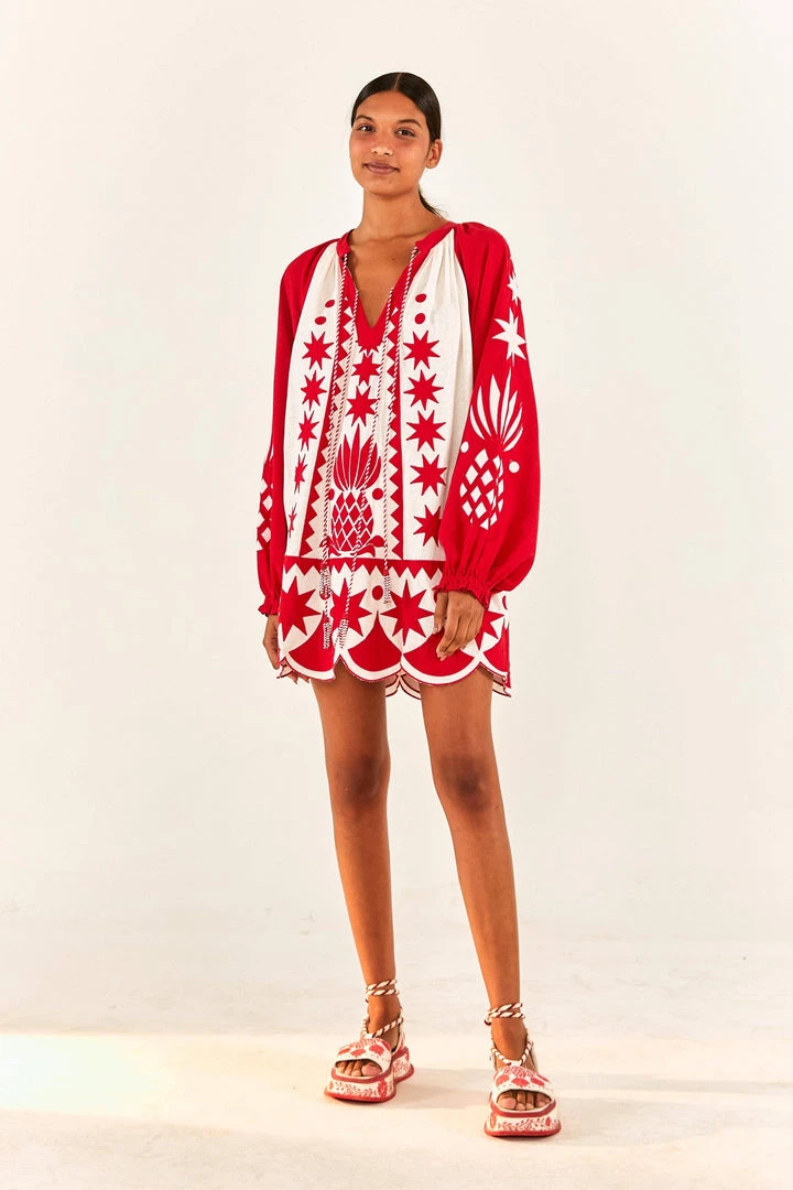 FARM RIO Red Tropical Cutwork Mini Dress 4 FARM RIO Red Tropical Cutwork Mini Dress