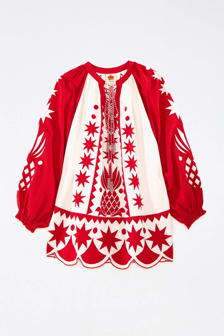 FARM RIO Red Tropical Cutwork Mini Dress 6 FARM RIO Red Tropical Cutwork Mini Dress