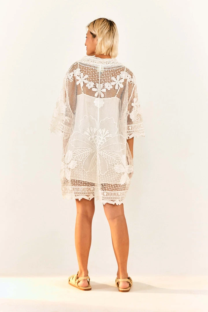 FARM RIO Tropical Wind Guipure Lace Shirt New In 3 FARM RIO Tropical Wind Guipure Lace Shirt New In