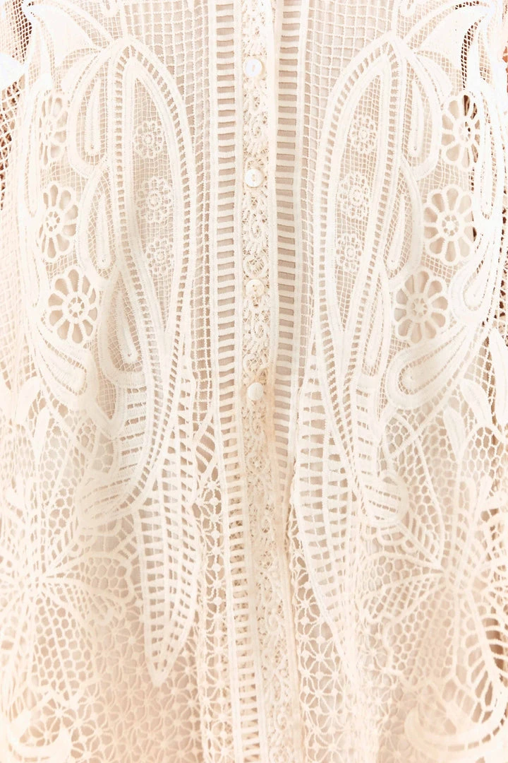 FARM RIO Tropical Wind Guipure Lace Shirt New In 5 FARM RIO Tropical Wind Guipure Lace Shirt New In