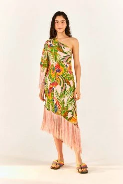 FARM RIO Macaw Leaves One-Shoulder Midi Dress 13 FARM RIO Macaw Leaves One-Shoulder Midi Dress