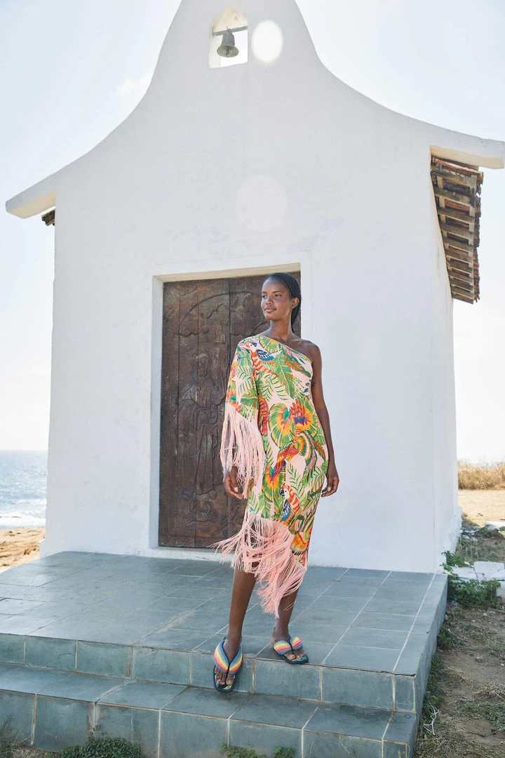 FARM RIO Macaw Leaves One-Shoulder Midi Dress 4 FARM RIO Macaw Leaves One-Shoulder Midi Dress