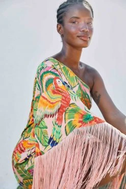 FARM RIO Macaw Leaves One-Shoulder Midi Dress 11 FARM RIO Macaw Leaves One-Shoulder Midi Dress