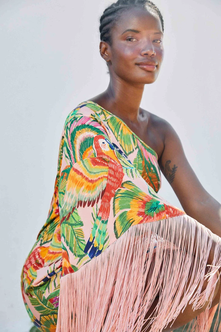 FARM RIO Macaw Leaves One-Shoulder Midi Dress 3 FARM RIO Macaw Leaves One-Shoulder Midi Dress