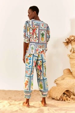 FARM RIO Tropical Tiles Blouse New In