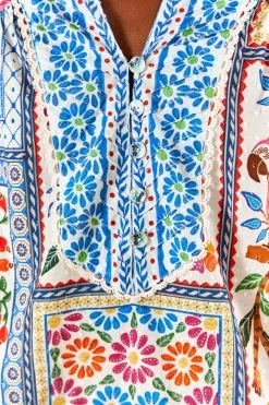FARM RIO Tropical Tiles Blouse New In 12 FARM RIO Tropical Tiles Blouse New In