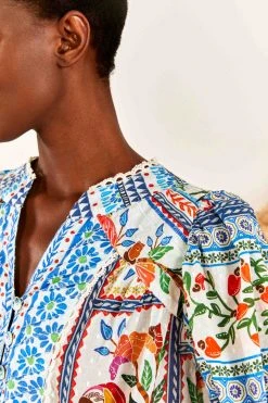 FARM RIO Tropical Tiles Blouse New In 11 FARM RIO Tropical Tiles Blouse New In