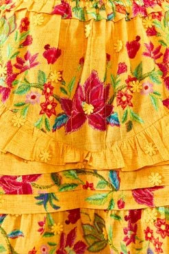 FARM RIO Yellow Flower Dream Layered Mini Skirt 11 FARM RIO Yellow Flower Dream Layered Mini Skirt