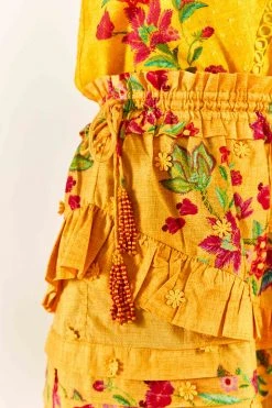 FARM RIO Yellow Flower Dream Layered Mini Skirt 12 FARM RIO Yellow Flower Dream Layered Mini Skirt