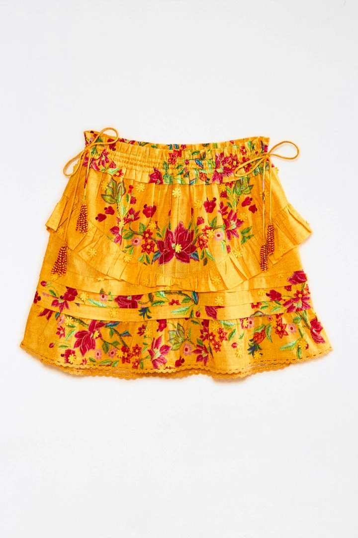 FARM RIO Yellow Flower Dream Layered Mini Skirt 7 FARM RIO Yellow Flower Dream Layered Mini Skirt