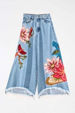 FARM RIO New In Embroidered Denim Pants