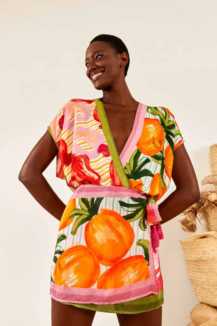 FARM RIO Fruits Scarves Wrap Mini Skirt 1 FARM RIO Fruits Scarves Wrap Mini Skirt