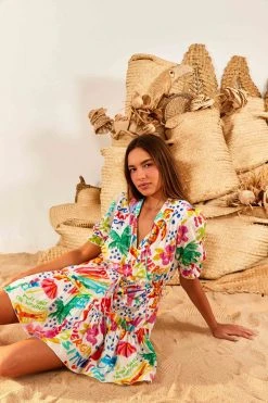 FARM RIO White Good Vibes Mini Dress 8 FARM RIO White Good Vibes Mini Dress