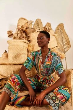 FARM RIO New In Banana Scarves Belted Jumpsuit 10 FARM RIO New In Banana Scarves Belted Jumpsuit