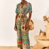 FARM RIO New In Banana Scarves Belted Jumpsuit