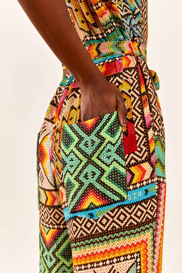 FARM RIO New In Banana Scarves Belted Jumpsuit 6 FARM RIO New In Banana Scarves Belted Jumpsuit