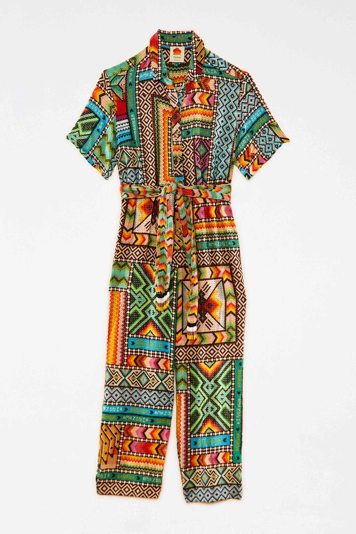 FARM RIO New In Banana Scarves Belted Jumpsuit 7 FARM RIO New In Banana Scarves Belted Jumpsuit