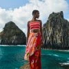 FARM RIO Red Mixed Fruits Ocean Maxi Skirt