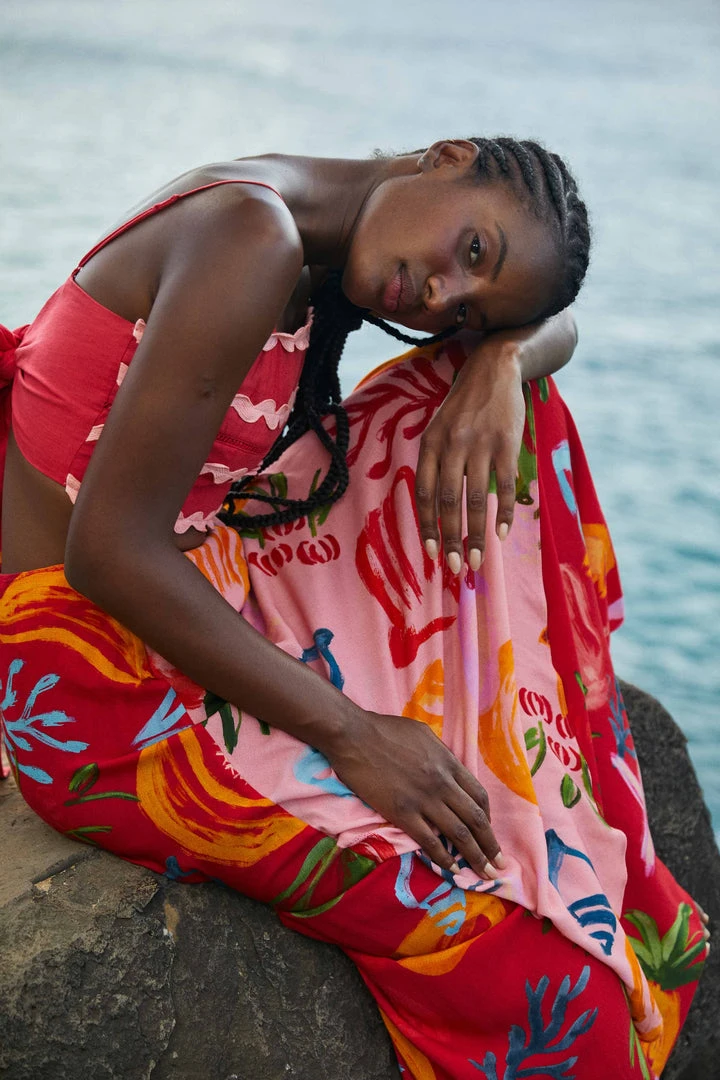 FARM RIO Red Mixed Fruits Ocean Maxi Skirt 3 FARM RIO Red Mixed Fruits Ocean Maxi Skirt