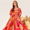 FARM RIO New In Fruit Brush Puff Sleeve Midi Dress