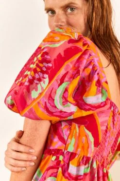 FARM RIO New In Fruit Brush Puff Sleeve Midi Dress 11 FARM RIO New In Fruit Brush Puff Sleeve Midi Dress