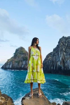 FARM RIO Yellow Neon Garden Midi Dress New In 2 FARM RIO Yellow Neon Garden Midi Dress New In