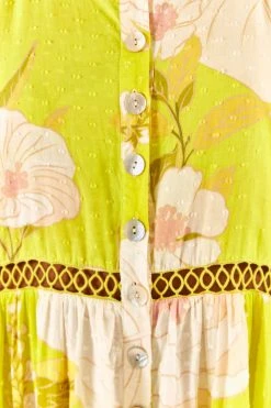 FARM RIO Yellow Neon Garden Midi Dress New In 5 FARM RIO Yellow Neon Garden Midi Dress New In