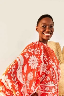 FARM RIO New In Orange Neon Jungle Mini Blouse 9 FARM RIO New In Orange Neon Jungle Mini Blouse