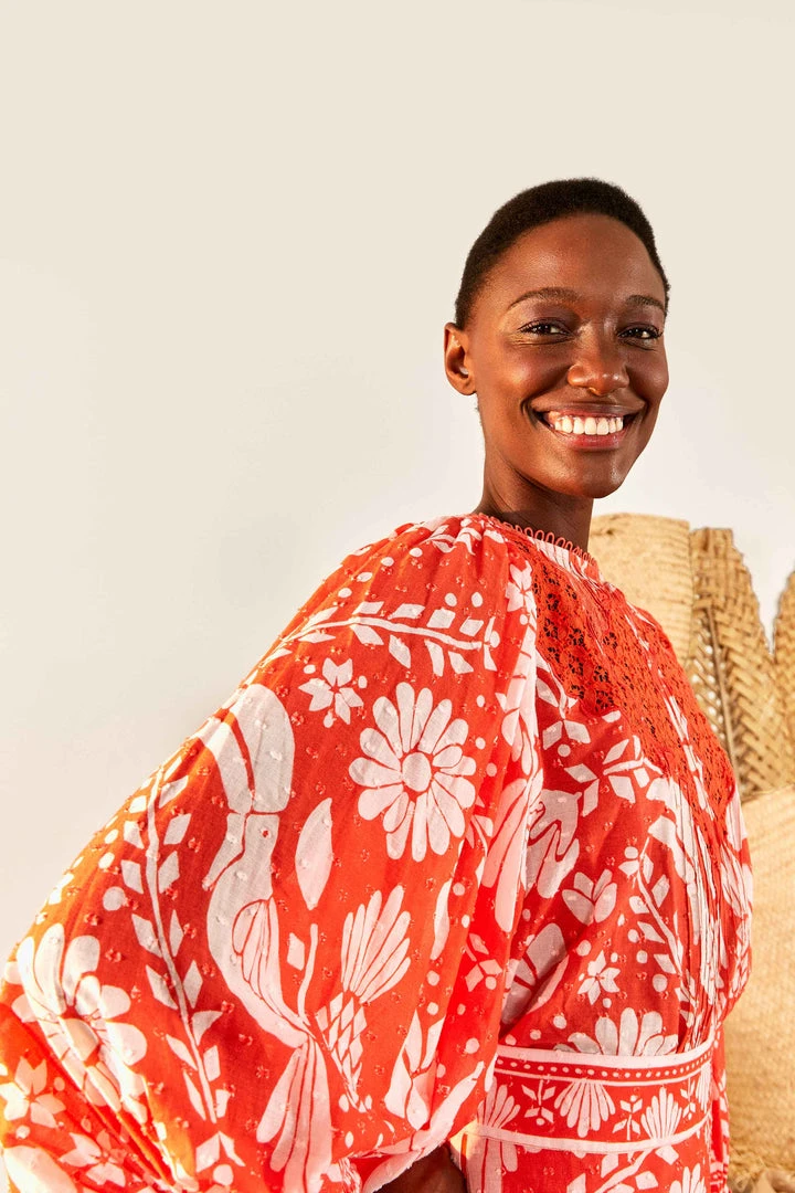 FARM RIO New In Orange Neon Jungle Mini Blouse 3 FARM RIO New In Orange Neon Jungle Mini Blouse