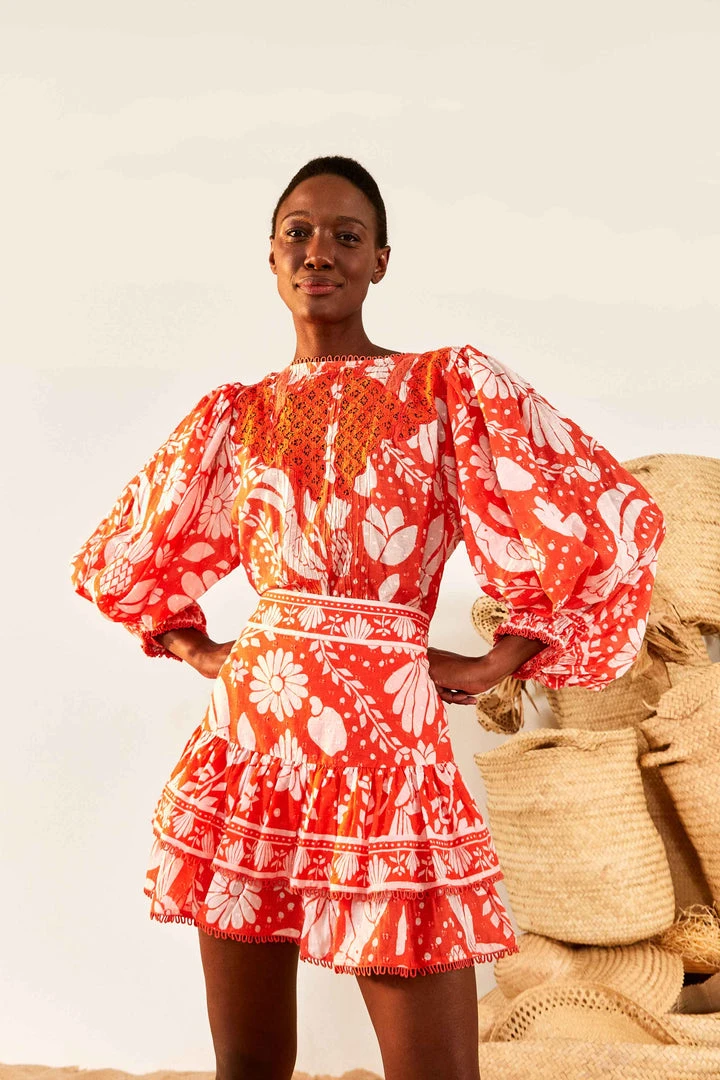 FARM RIO Orange Neon Jungle Mini Skirt 1 FARM RIO Orange Neon Jungle Mini Skirt