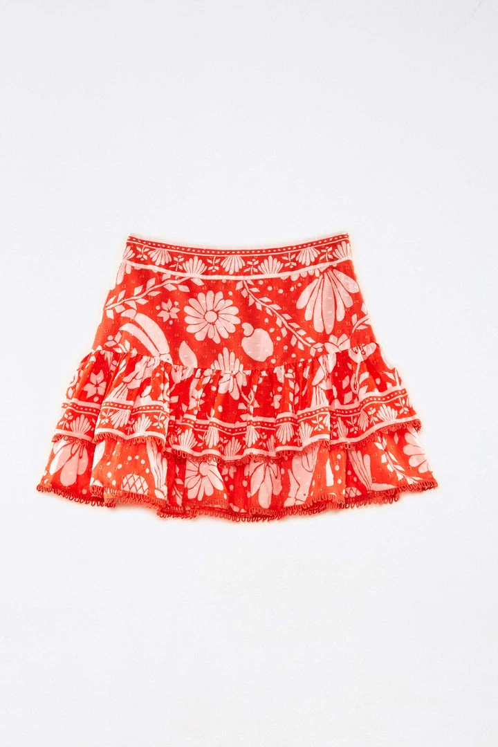 FARM RIO Orange Neon Jungle Mini Skirt 6 FARM RIO Orange Neon Jungle Mini Skirt