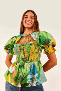 FARM RIO Vintage Toucans Smocked Blouse