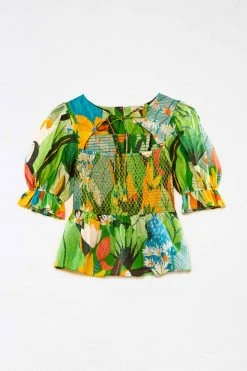 FARM RIO Vintage Toucans Smocked Blouse 11 FARM RIO Vintage Toucans Smocked Blouse