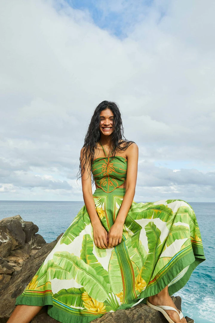 FARM RIO Fresh Forest Scarf Midi Skirt 1 FARM RIO Fresh Forest Scarf Midi Skirt