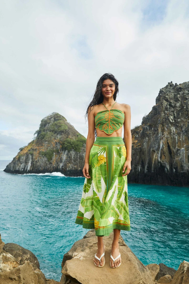 FARM RIO Fresh Forest Scarf Midi Skirt 4 FARM RIO Fresh Forest Scarf Midi Skirt