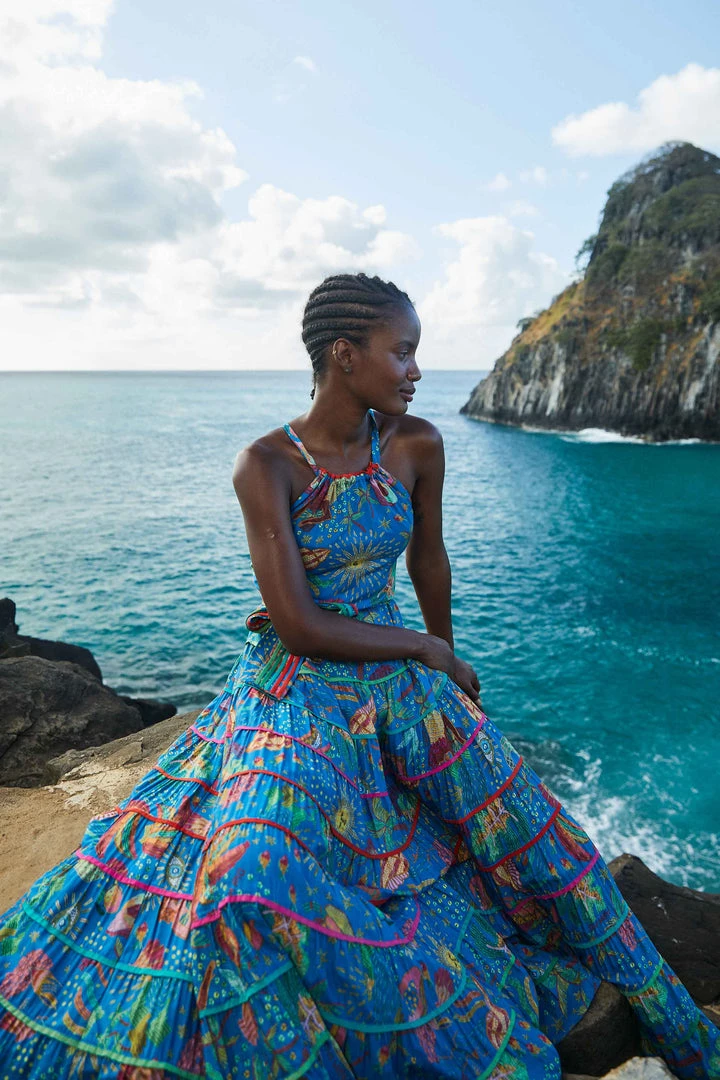 FARM RIO Blue Ocean Stories Maxi Dress New In 3 FARM RIO Blue Ocean Stories Maxi Dress New In