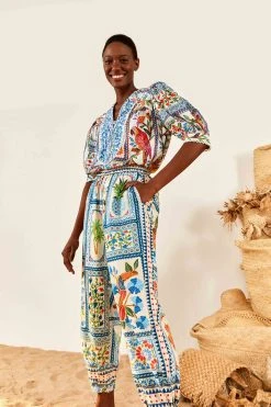 FARM RIO Tropical Tiles Cropped Pants