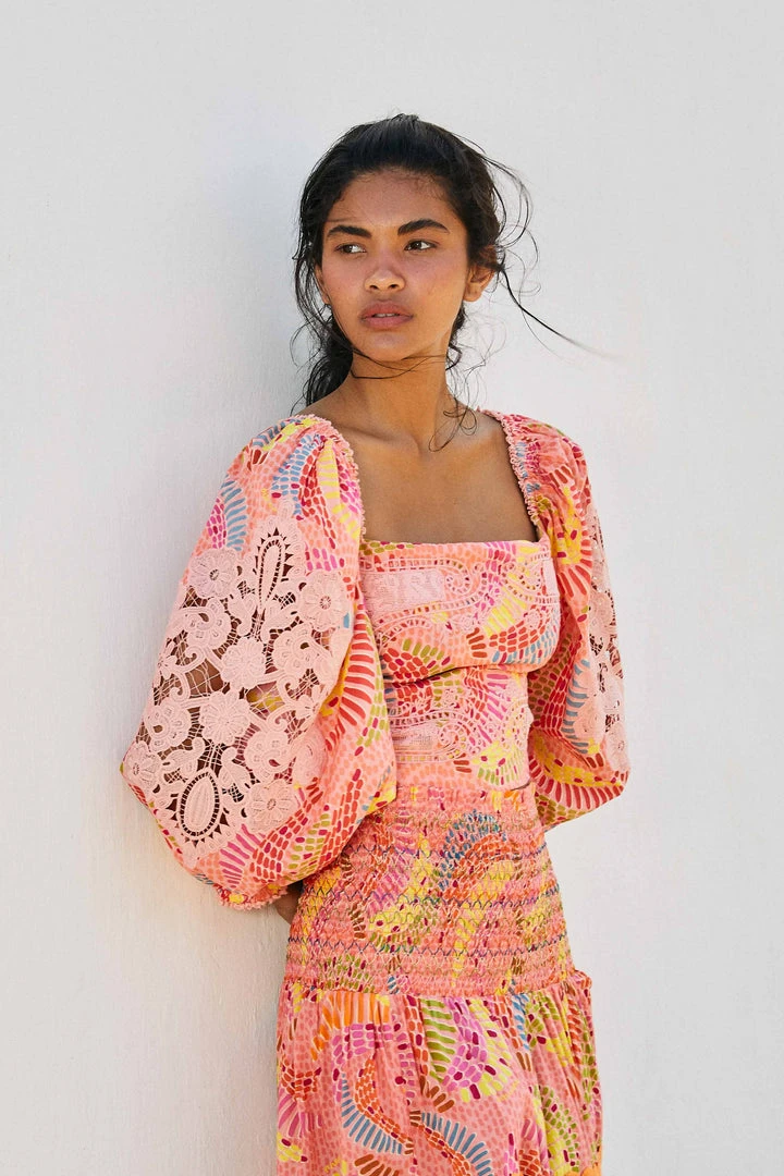 FARM RIO New In Pink Dotted Bananas Blouse 1 FARM RIO New In Pink Dotted Bananas Blouse