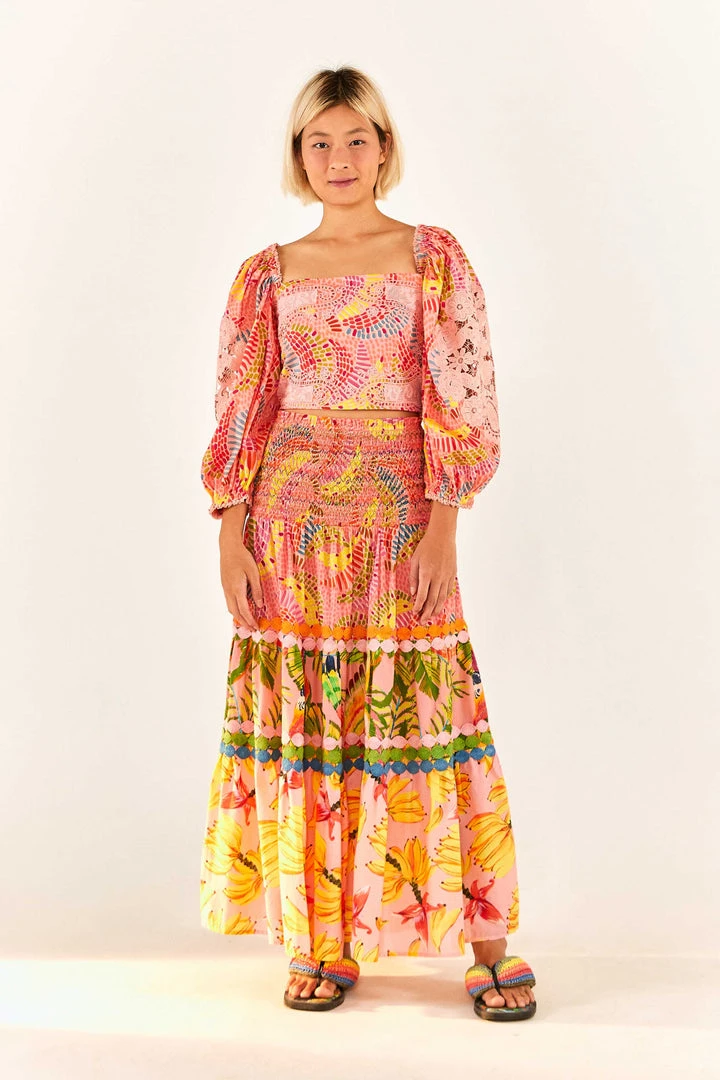 FARM RIO New In Pink Dotted Bananas Blouse 5 FARM RIO New In Pink Dotted Bananas Blouse